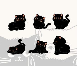 Hình mèo mun, mèo đen chibi xinh xỉu