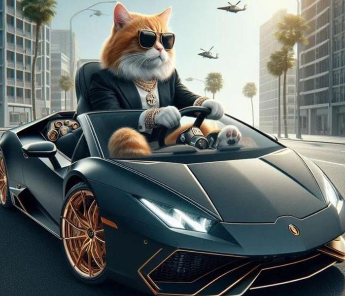 Mèo anh ba tư ngầu lái xe