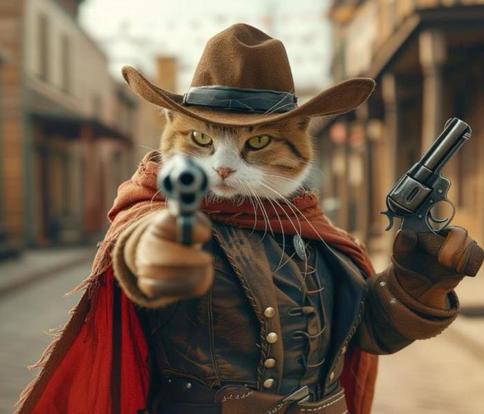 Hình mèo ngầu cầm súng đẹp, meme