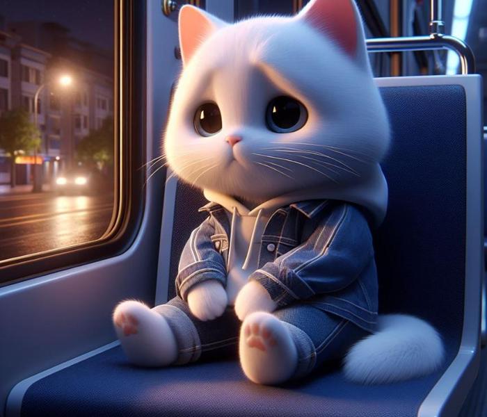 Mèo chibi buồn tâm trạng