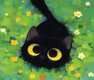 Mèo đen anime dễ thương