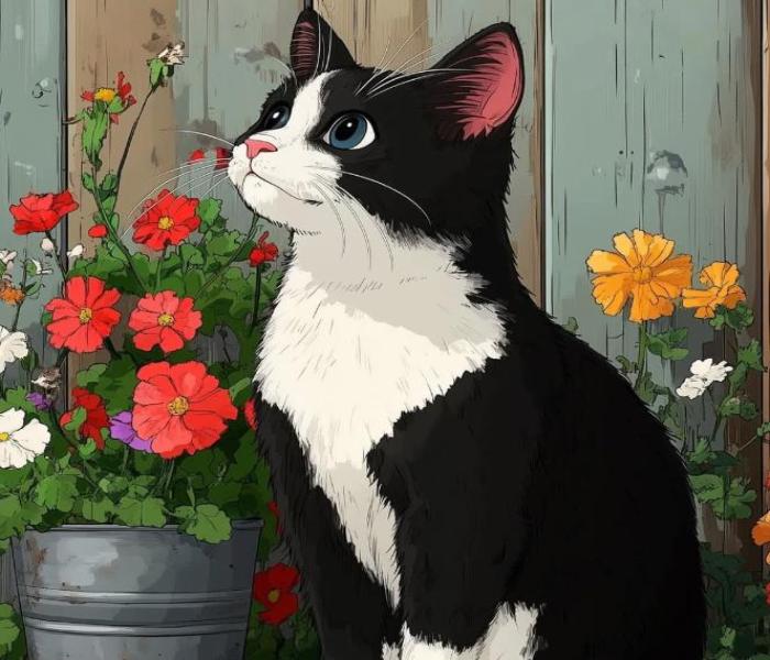 Mèo đen anime dễ thương