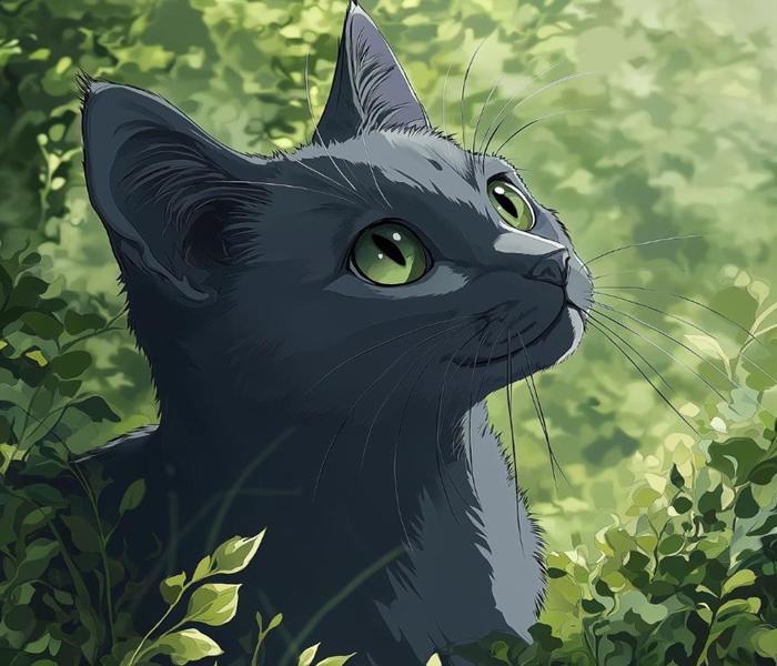 Mèo đen anime dễ thương