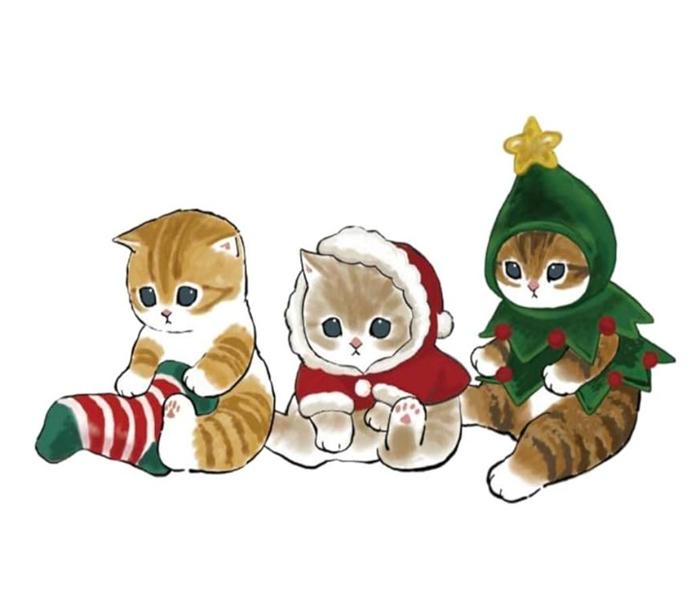 Ảnh mèo noel giáng sinh chibi cute