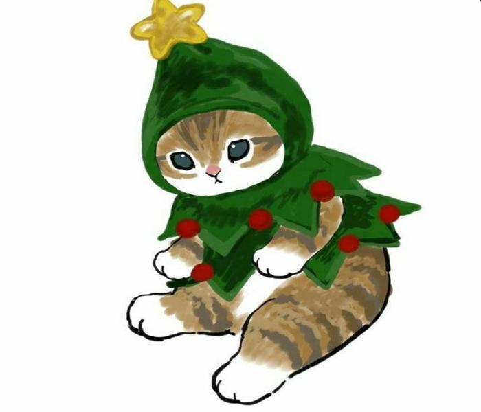 Ảnh mèo noel giáng sinh chibi cute