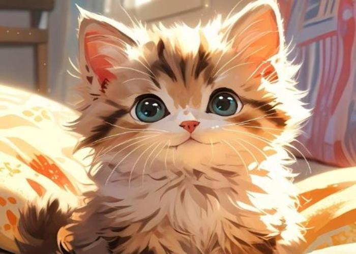 Hình mèo tam thể hoạt hình chibi cute