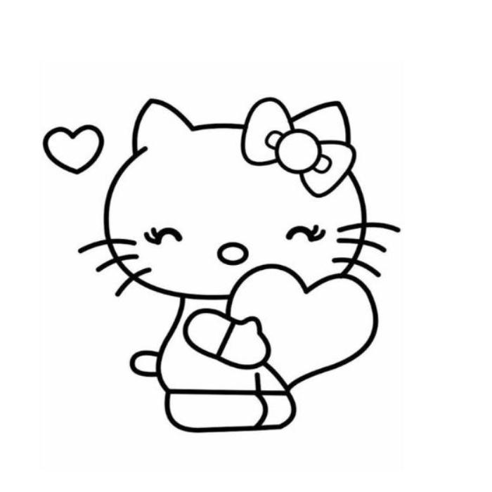Tranh tô màu mèo kitty cute