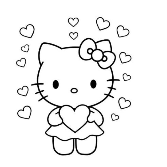 Tranh tô màu mèo kitty cute