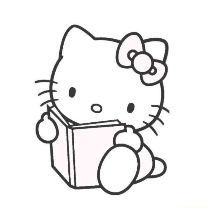 Tranh tô màu mèo kitty cute